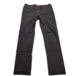 New Directions Weekend Womens Straight Leg Jeans Black Size 16 Rhinestone Pocket